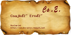 Csajkó Ernő névjegykártya